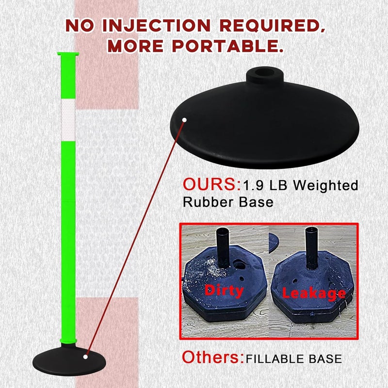 Alyoen Traffic Delineator Post with Weighted Base & Reflective Collars,Adjustable Parking Cones,Orange Driveway Barrier Stanchion with 4 FT Chains for Traffic Crowd Control（Patented） - Image 4